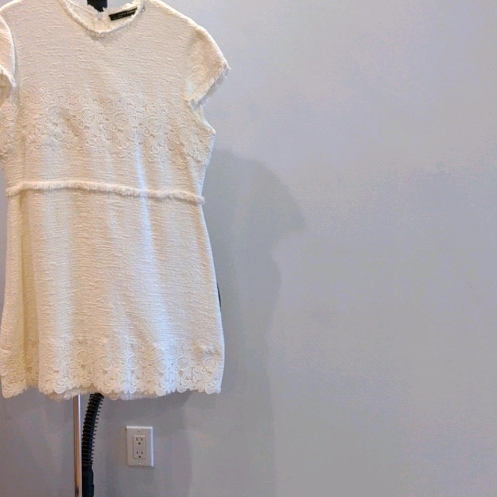 Zara white dress with lace inserts
